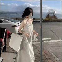 Seaside vacation style sexy backless hanging neck dress summer Bali beach fairy long dress in Thailand