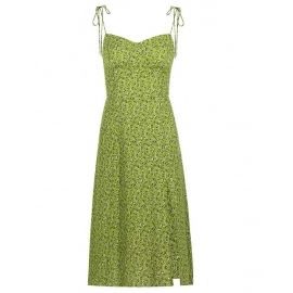 Waist up 2024 summer new women's clothing, green Campanula floral floral beach vacation outfit, camisole dress