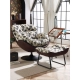 Nordic single chair living room eggshell chair small household lazy sofa casual retro floral cloth rotating sofa