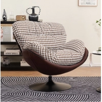 Nordic single chair living room eggshell chair small household lazy sofa casual retro floral cloth rotating sofa