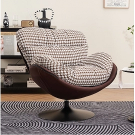 Nordic single chair living room eggshell chair small household lazy sofa casual retro floral cloth rotating sofa