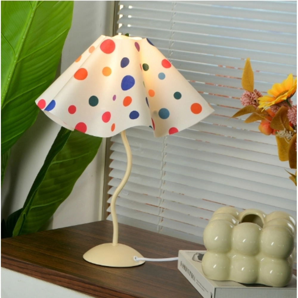 Umbrella shaped petal desk lamp with personality and irregular design sense, dopamine dot color art table lamp, bedside lamp Umbrella shaped petal desk lamp with personality and irregular design sense, dopamine dot color art table lamp, bedside lamp