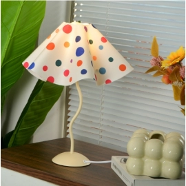 Umbrella shaped petal desk lamp with personality and irregular design sense, dopamine dot color art table lamp, bedside lamp